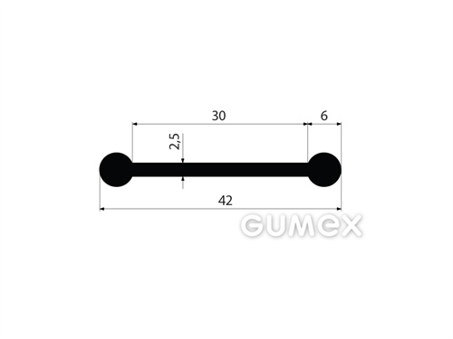 Profil gumový tvaru "I", 42x6/2,5mm, 60°ShA, EPDM, -40°C/+100°C, čierny
